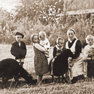 A photo taken by Józef Ulma shows Wiktoria and their children on the family farm in Markowa, Poland, in 1943.