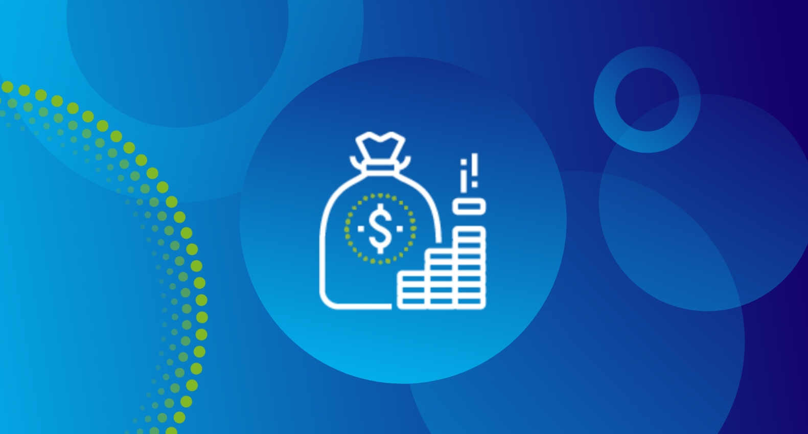 Financial icon of a bag with a dollar symbol and some coins next to it.