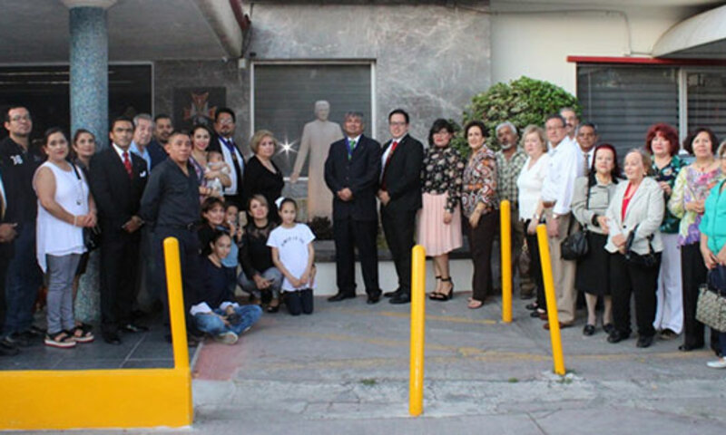 Photo of Father McGivney sculpture carved from quarry stone placed by Nuestra Señora De Monterrey Council 2312 in Monterrey, Nuevo León, Mexico.