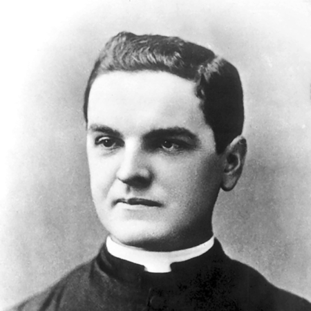 Black and white portrait photo of Father Michael J. McGivney by John J. Tierney.