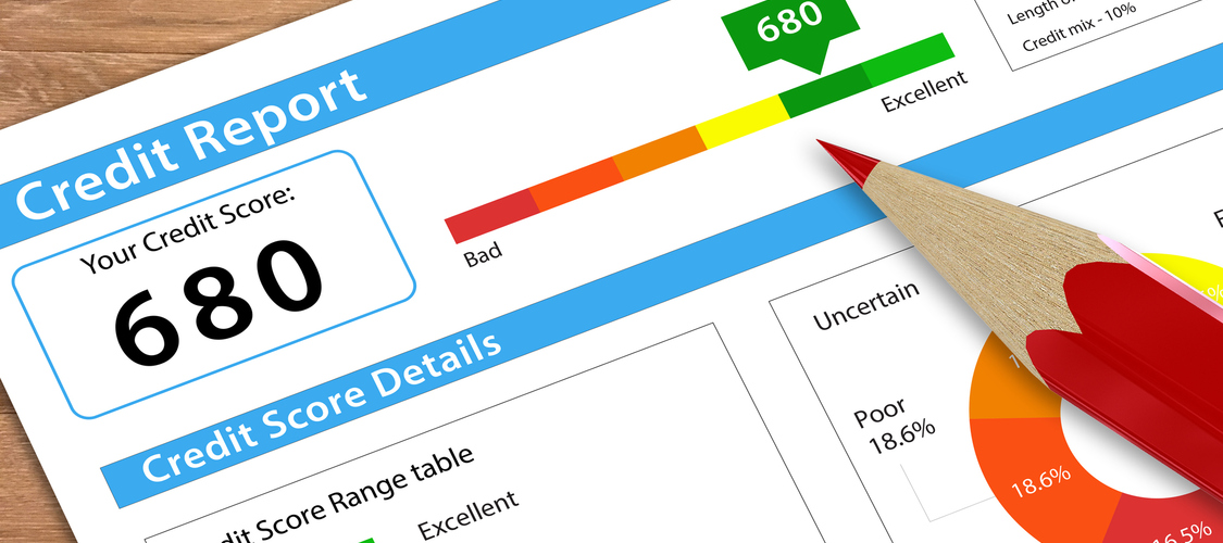 A credit report with a 680 credit score on top.