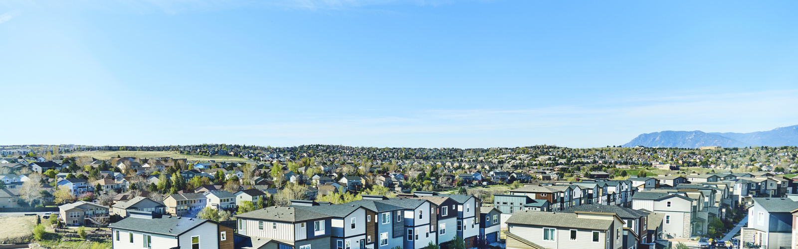 An aerial view of a neighborhood