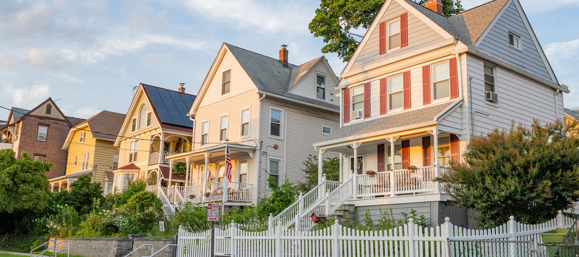A row of suburban houses outside of New York City.