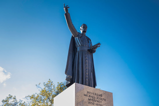 Statue of Father McGivney, near the center of his hometown of Waterbury, Conn