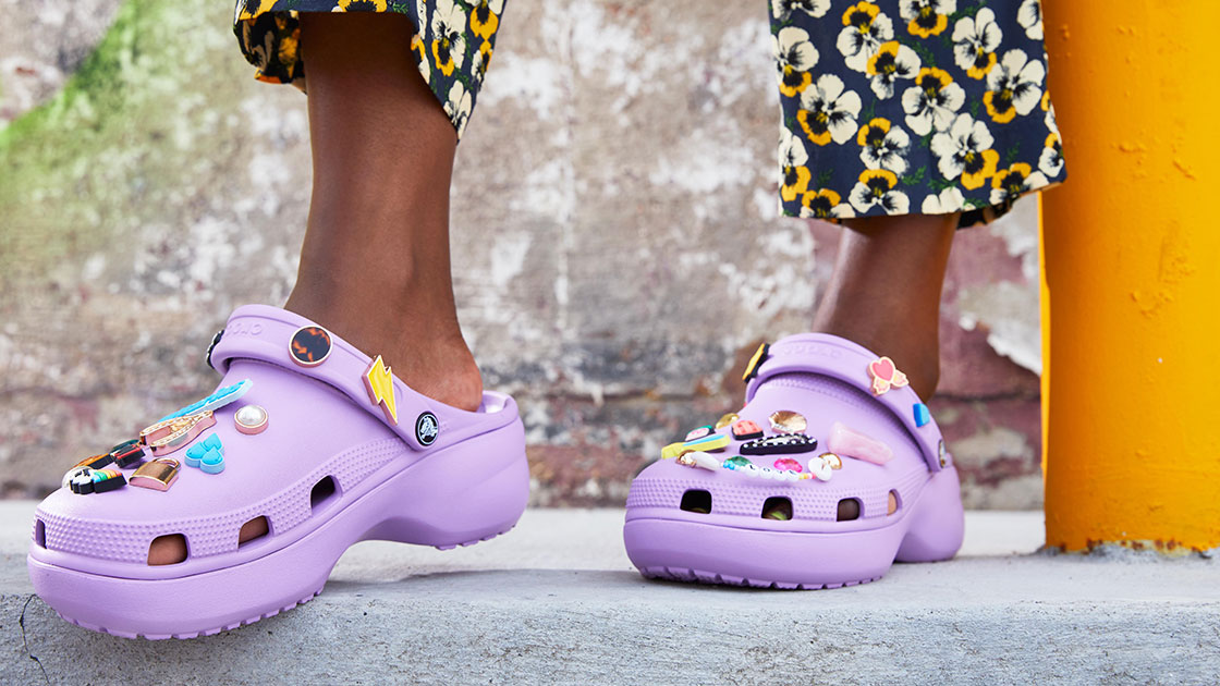 Young girl wearing Crocs shoes