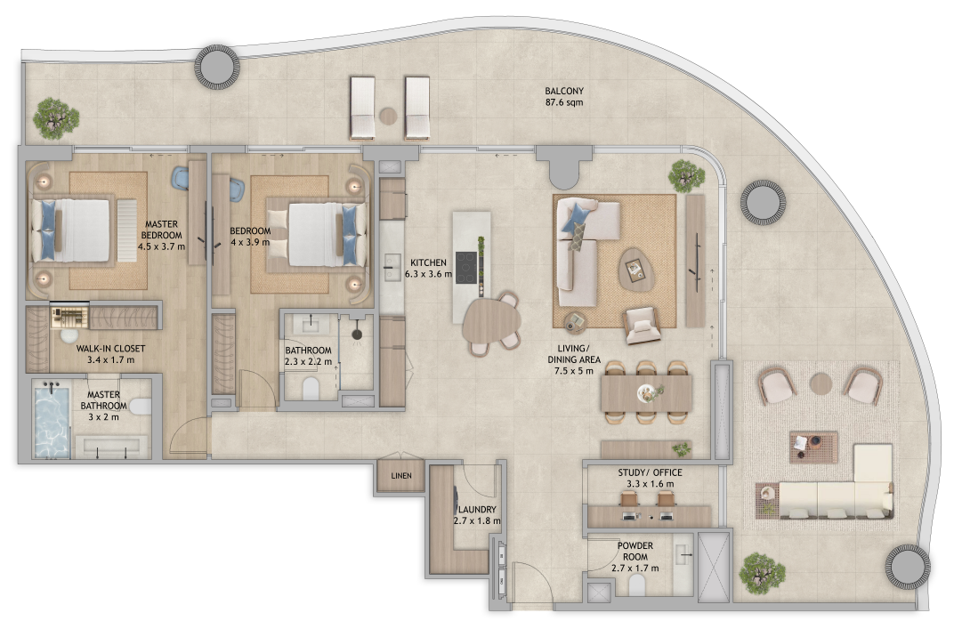 Mamsha Palm Mamsha apartment 2 bedroom typea floor plan