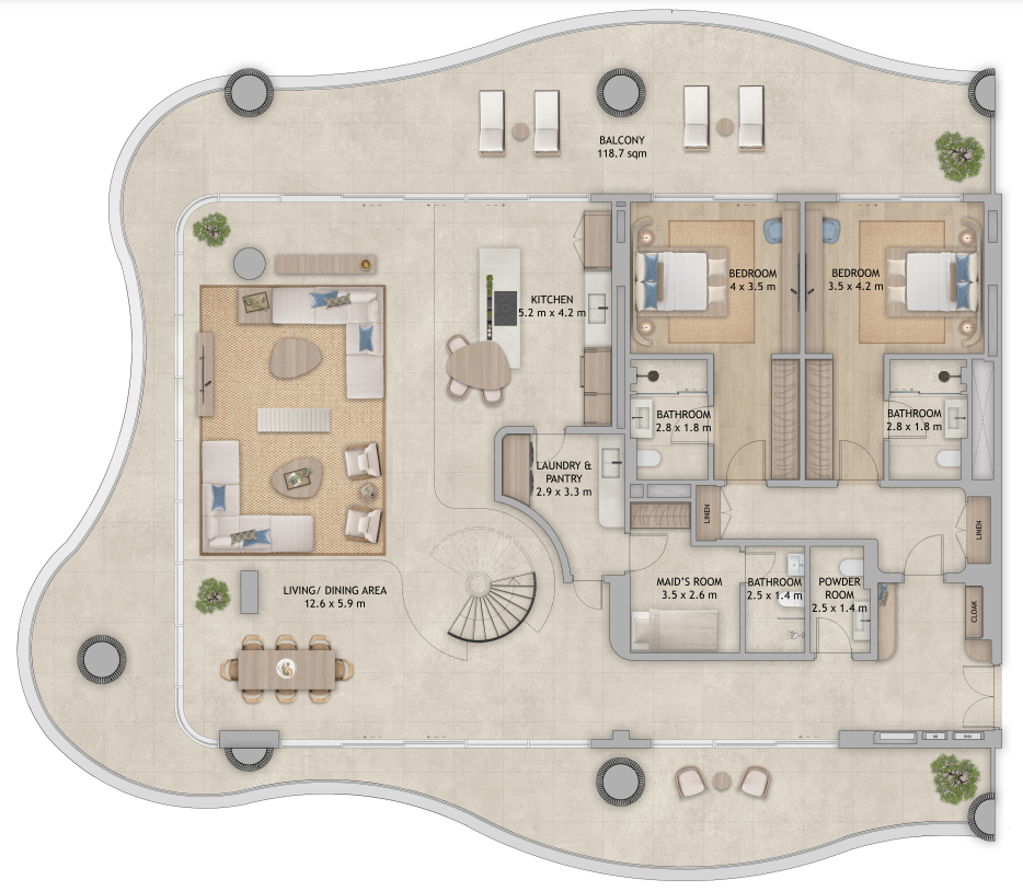 Mamsha Palm Mamsha apartment 4 bedroom typea floor plan