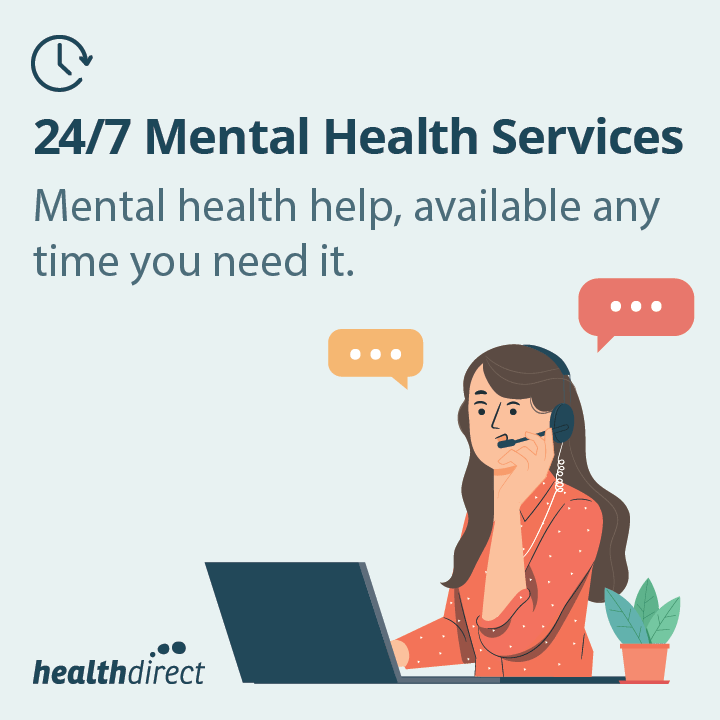 24/7 Mental health helplines infographic promotional tile.