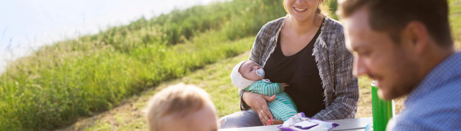 Mother with her family outside