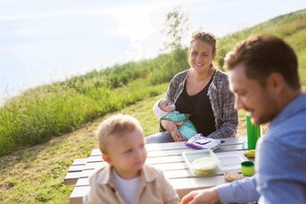 Mother with her family outside