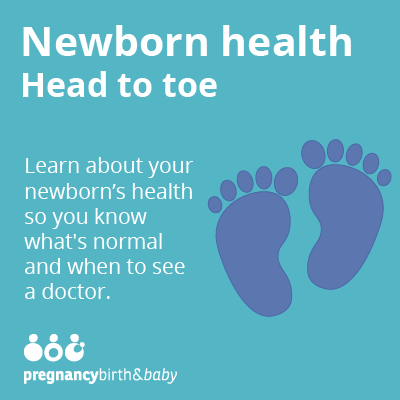 Handy guide to newborn health from head to toe infographic promotional tile.
