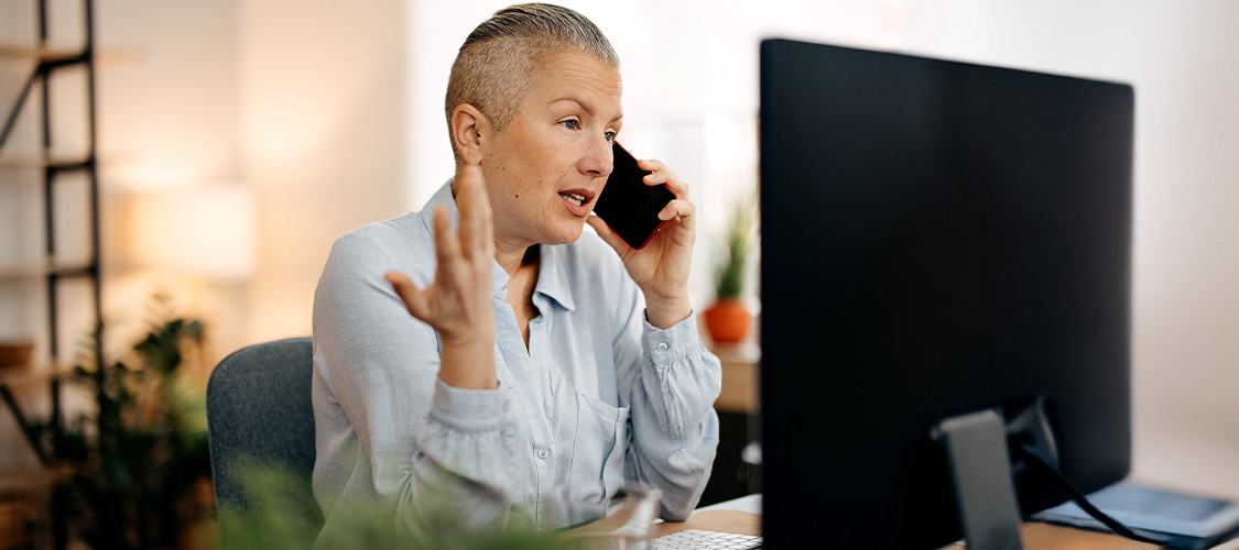 A person talking on the phone