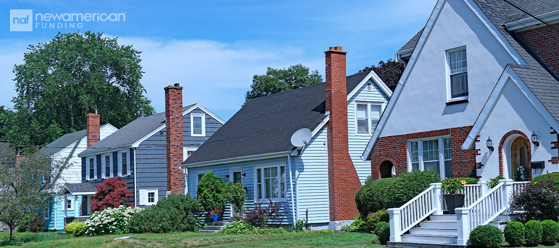 Modest, single-family homes in a neighborhood. 