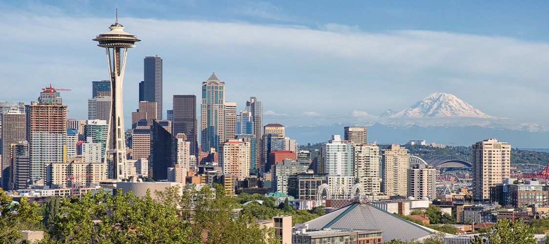 An aerial shot of Seattle.
