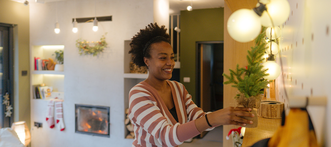 A woman decorating her home
