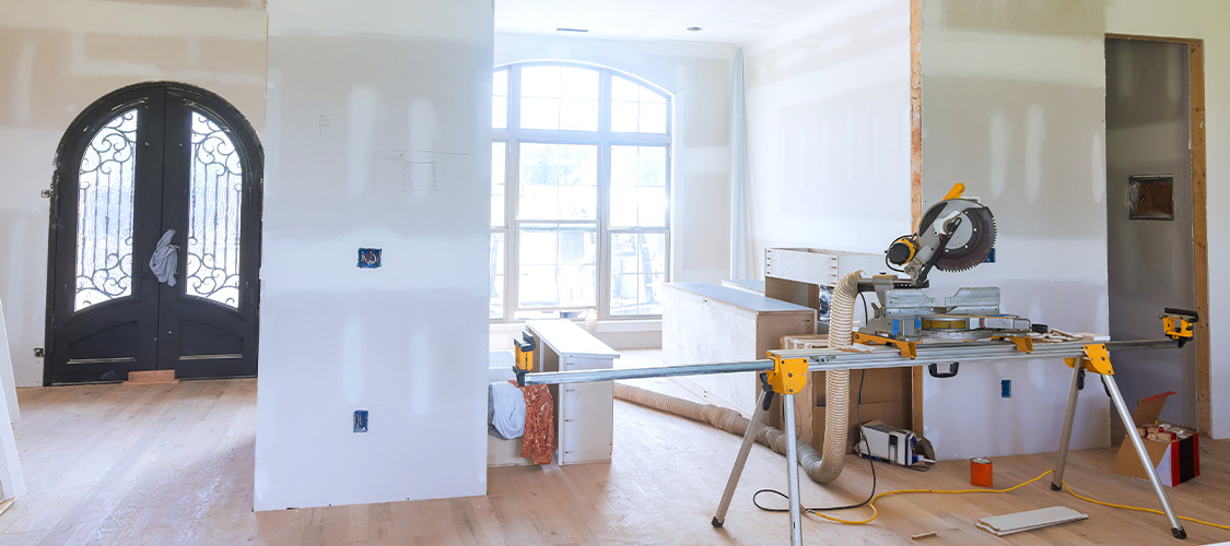 A room undergoing a renovation.
