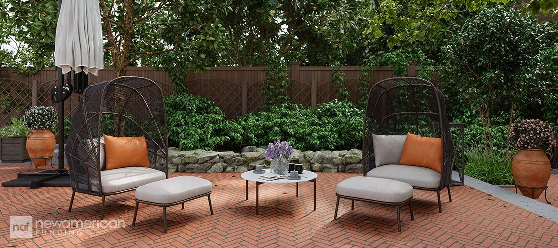 rattan outdoor furniture on a patio