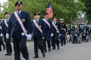 Fourth Degree Knights lead Warriors to Lourdes pilgrims to Mass at the Rosary Basilica on May 12. (Photo by Tamino Petelinšek)