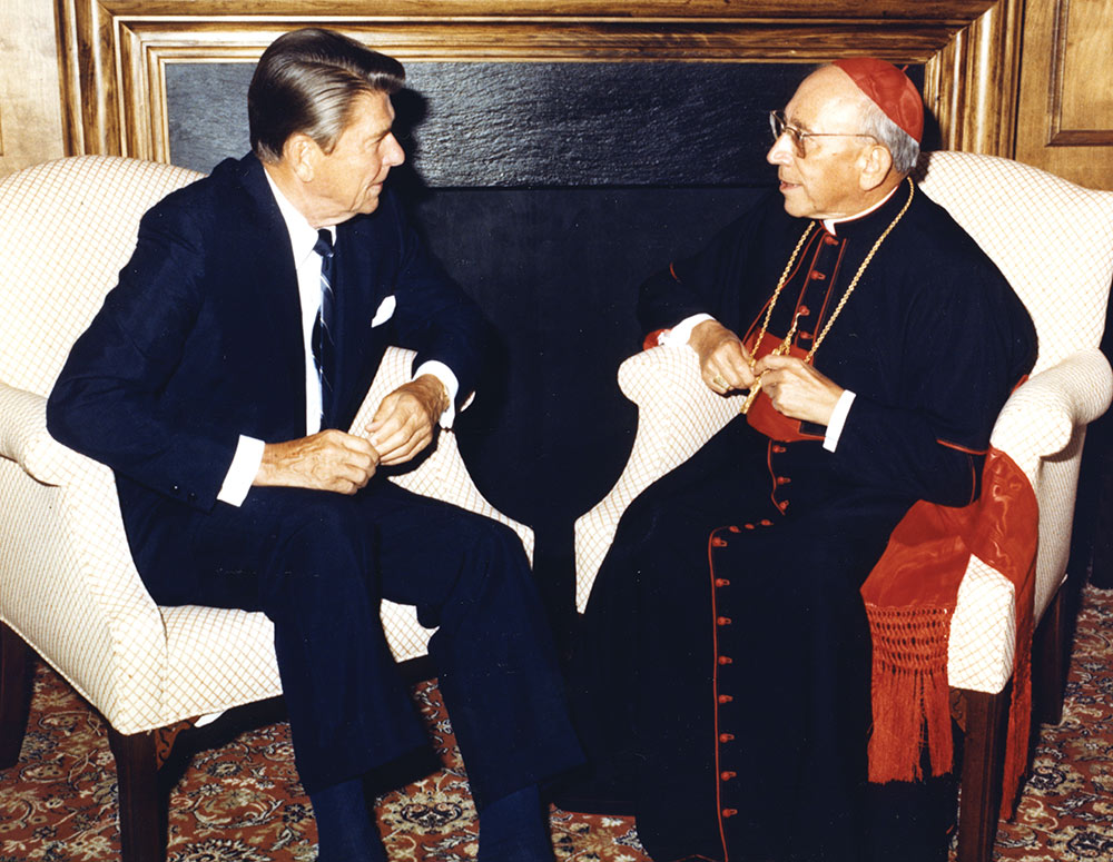 President Ronald Reagan and Vatican Secretary of State Cardinal Agostino Casaroli