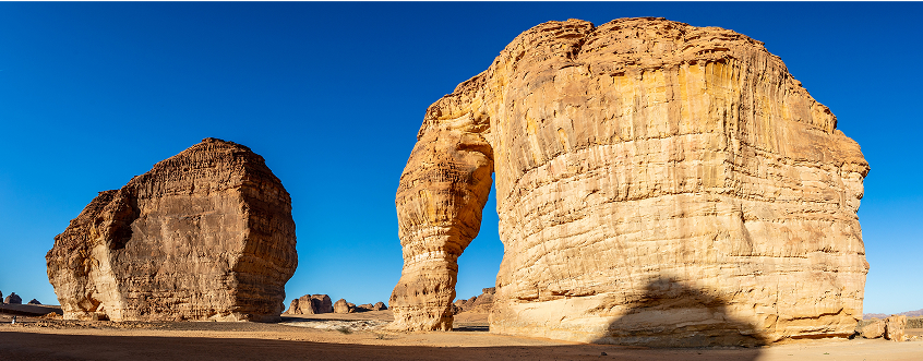 Elephant Rock formation in AlUla, Saudi Arabia, representing the Middle East and North Africa region