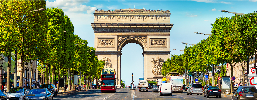 Arc de Triomphe in Paris, France, representing the Europe region