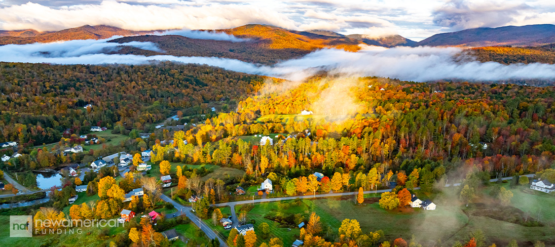 A shot of a major city in Vermont