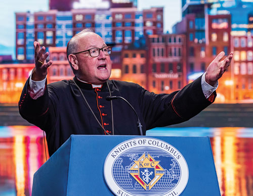 Cardinal Timothy Dolan giving his keynote address at the 140th Supreme Convention.