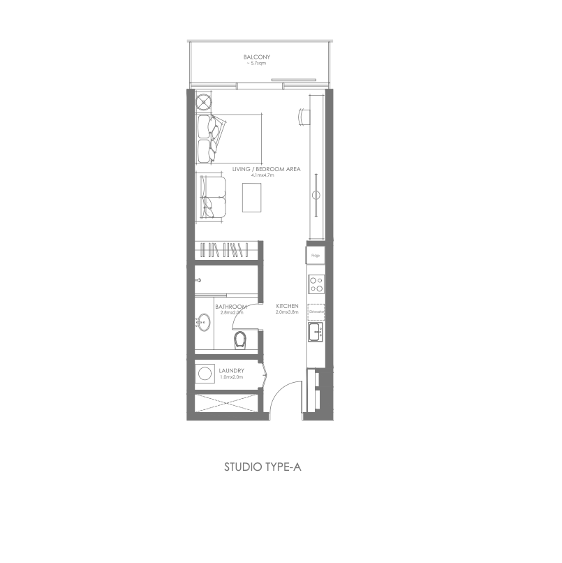Louvre Abu Dhabi Residences Studio apartment typeA floor plan