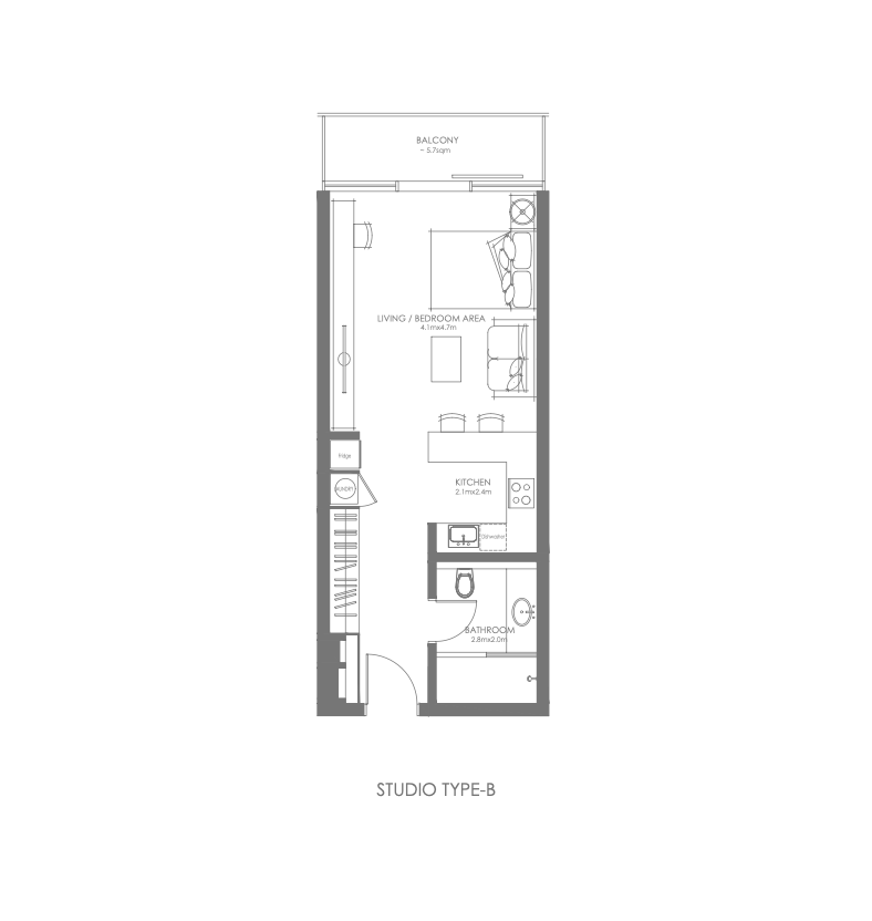 Louvre Abu Dhabi Residences Studio apartment typeB floor plan