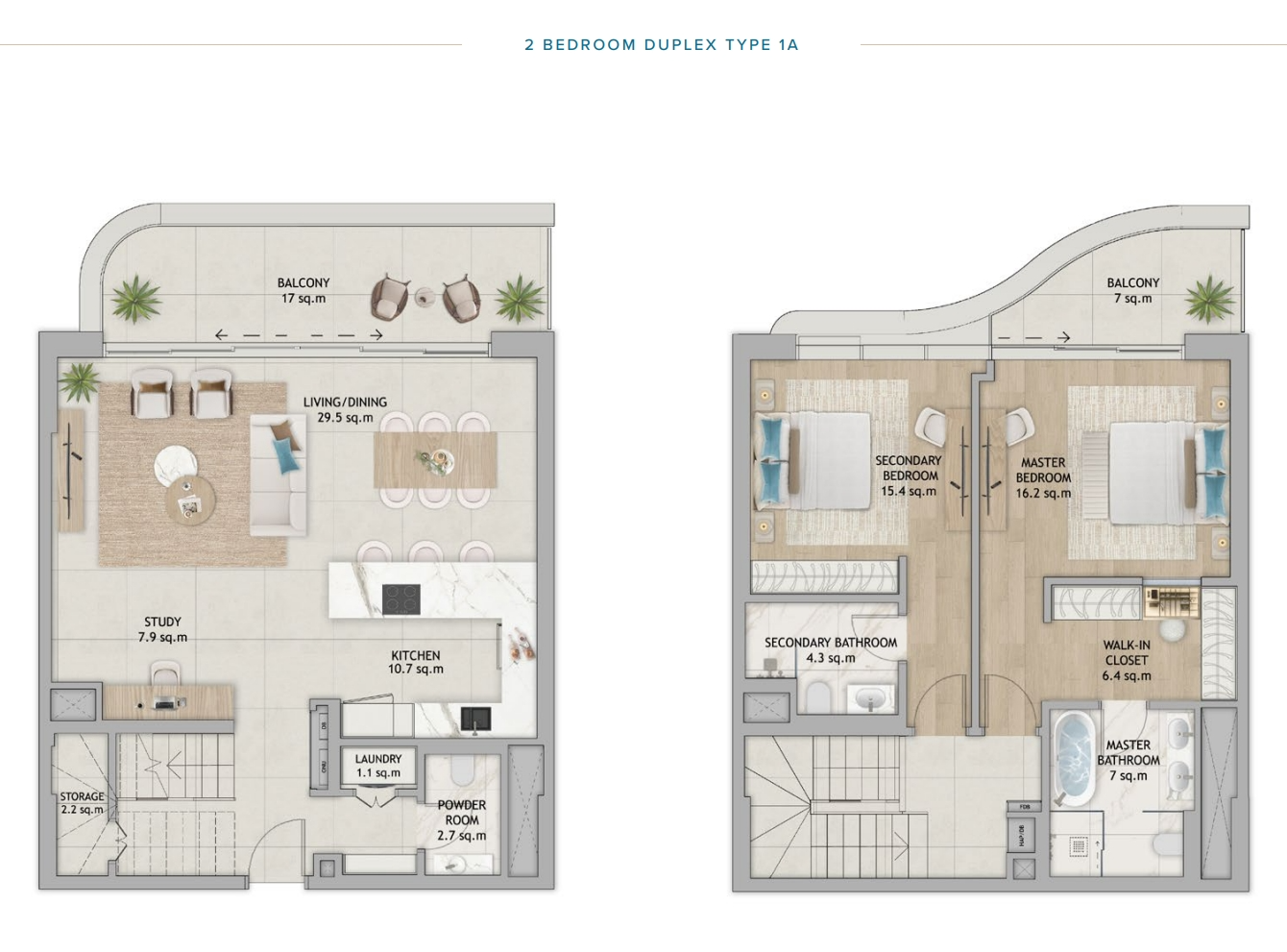 Fahid Beach Terraces Terraces duplex 2 bedroom type1A floor plan