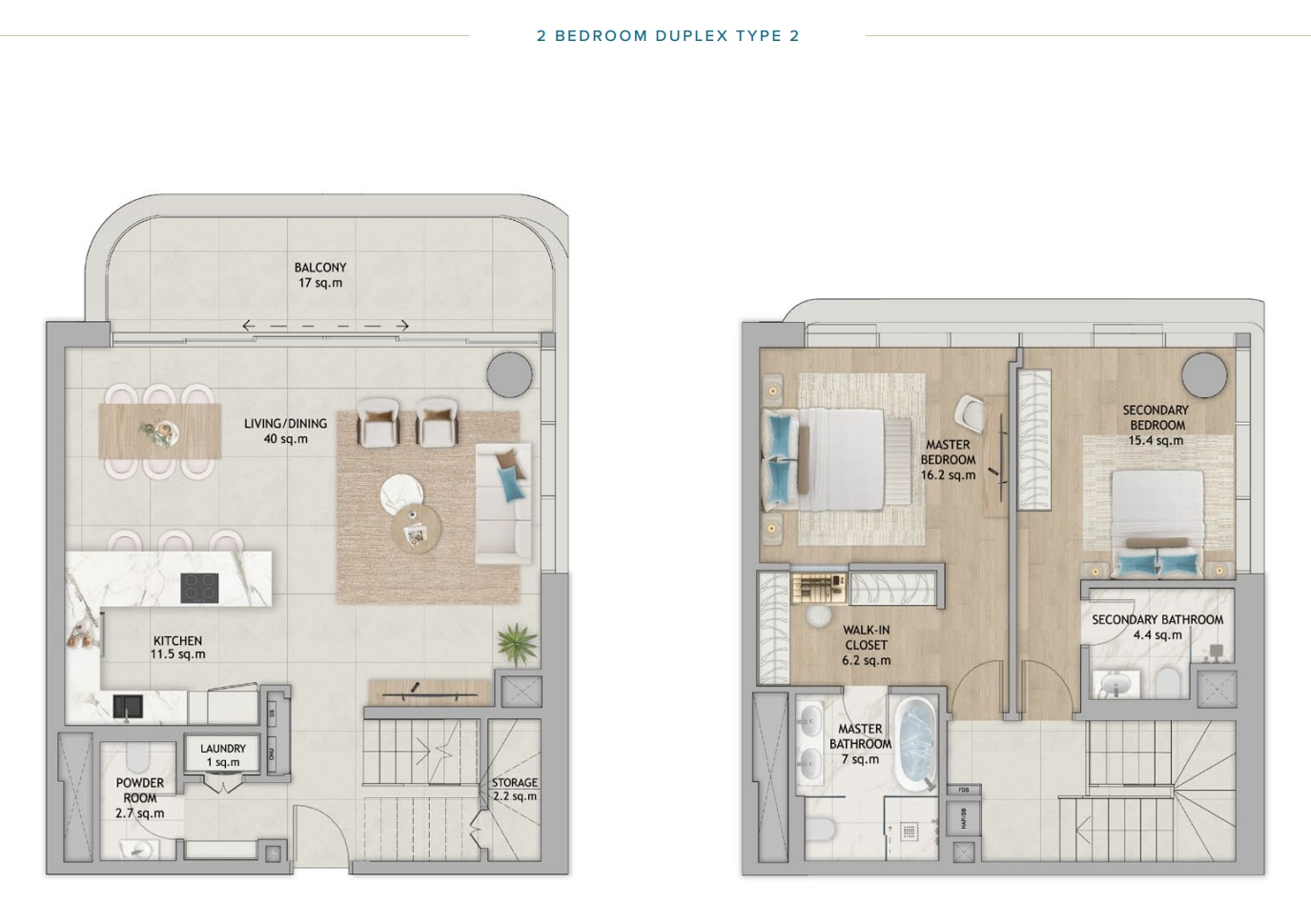 Fahid Beach Terraces Terraces duplex 2 bedroom type2 floor plan