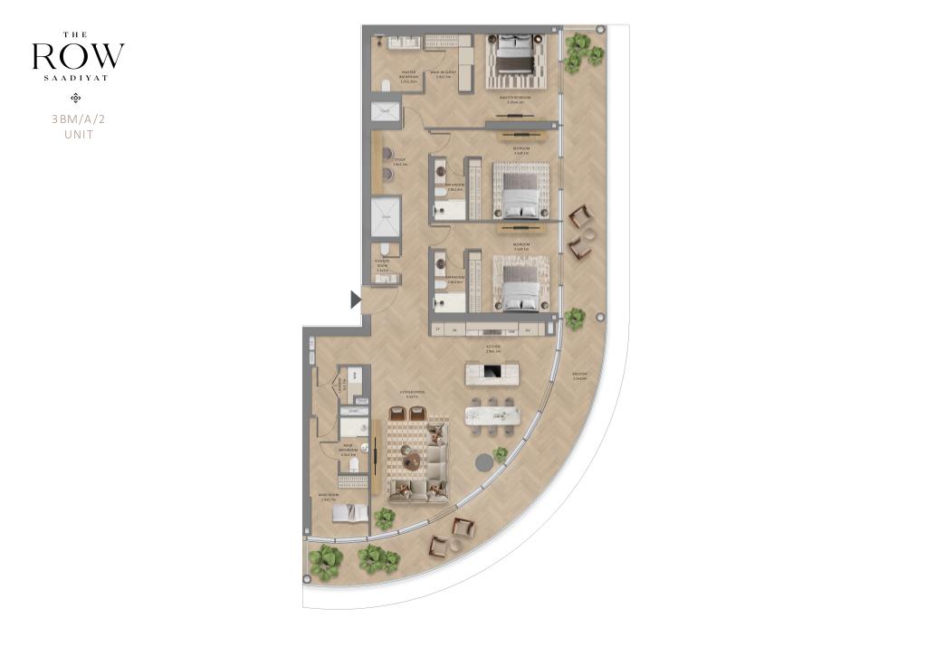 The Row Saadiyat 3 bedroom mansion 20A2 floor plan