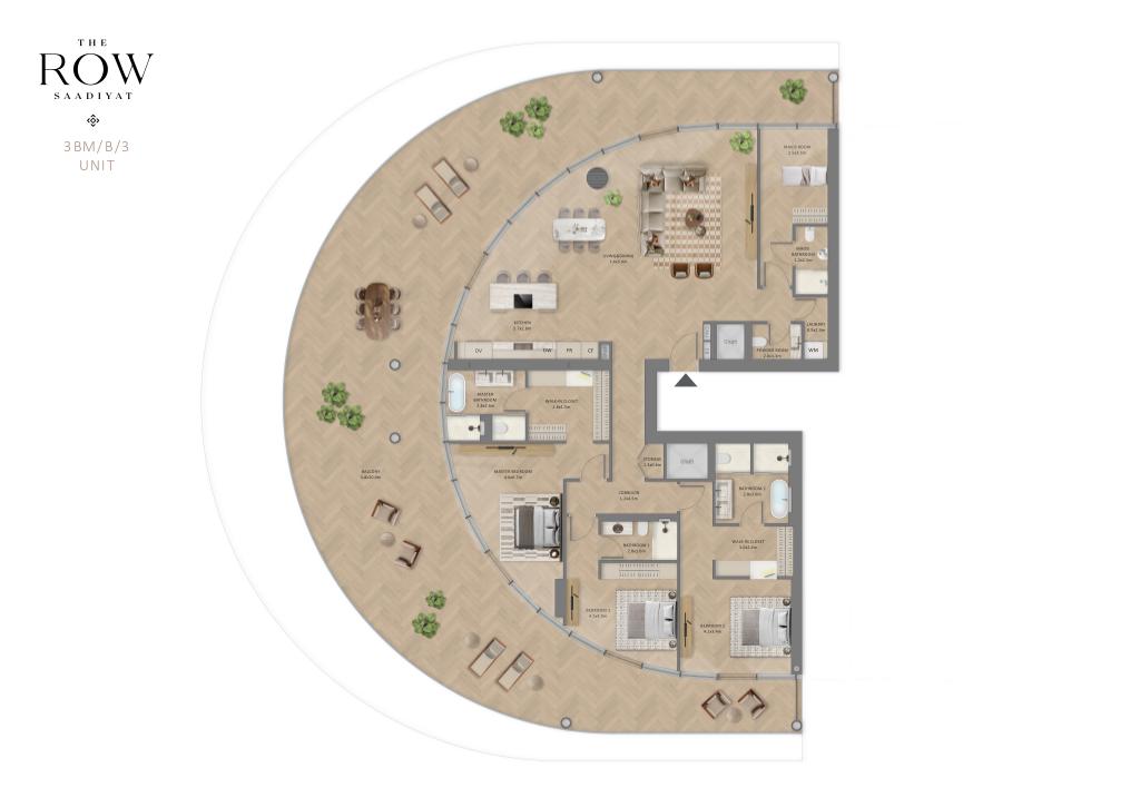 The Row Saadiyat 3 bedroom mansion 20B3 floor plan