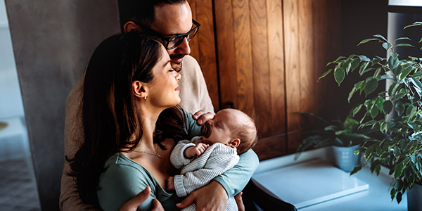 family with newborn baby