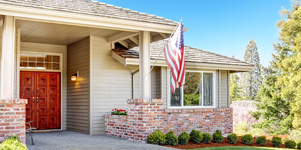 house with an american flag
