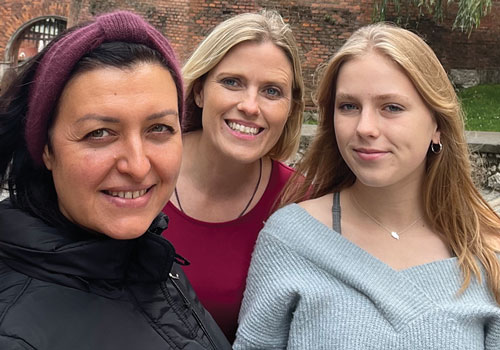 Tiffany and Lucille (right) meet with Henrik&rsquo;s birth mother, Natalia, in September. Natalia traveled 15 hours by bus to Krak&oacute;w, Poland, to connect with the Ampes.
