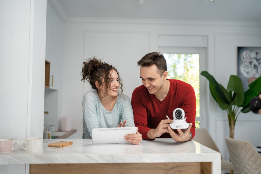 Mlad par po vselitvi za varnost doma skrbi s pametnimi napravami