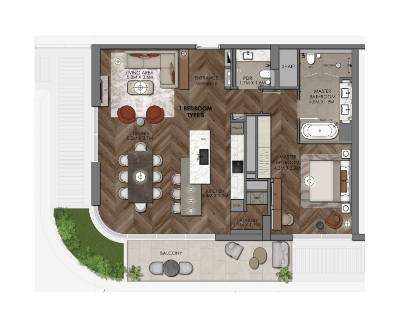Waldorf Astoria Residences Waldorf astoria apartment 1 bedroom typeE floor plan