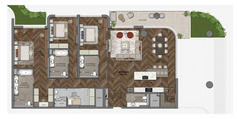 Waldorf Astoria Residences Waldorf astoria apartment 3 bedroom typeA floor plan