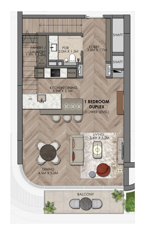 Waldorf Astoria Residences Waldorf astoria duplex 1 bedroom typeBA floor plan