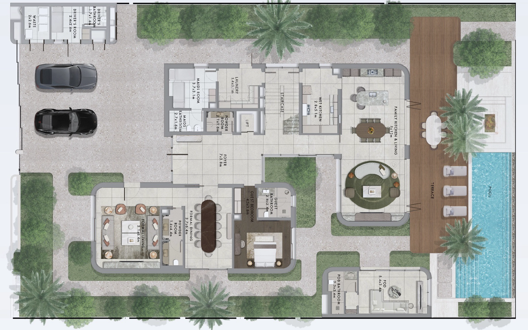 Yas Riva Yasriva villa canal dark 6 bedroom typeA floor plan