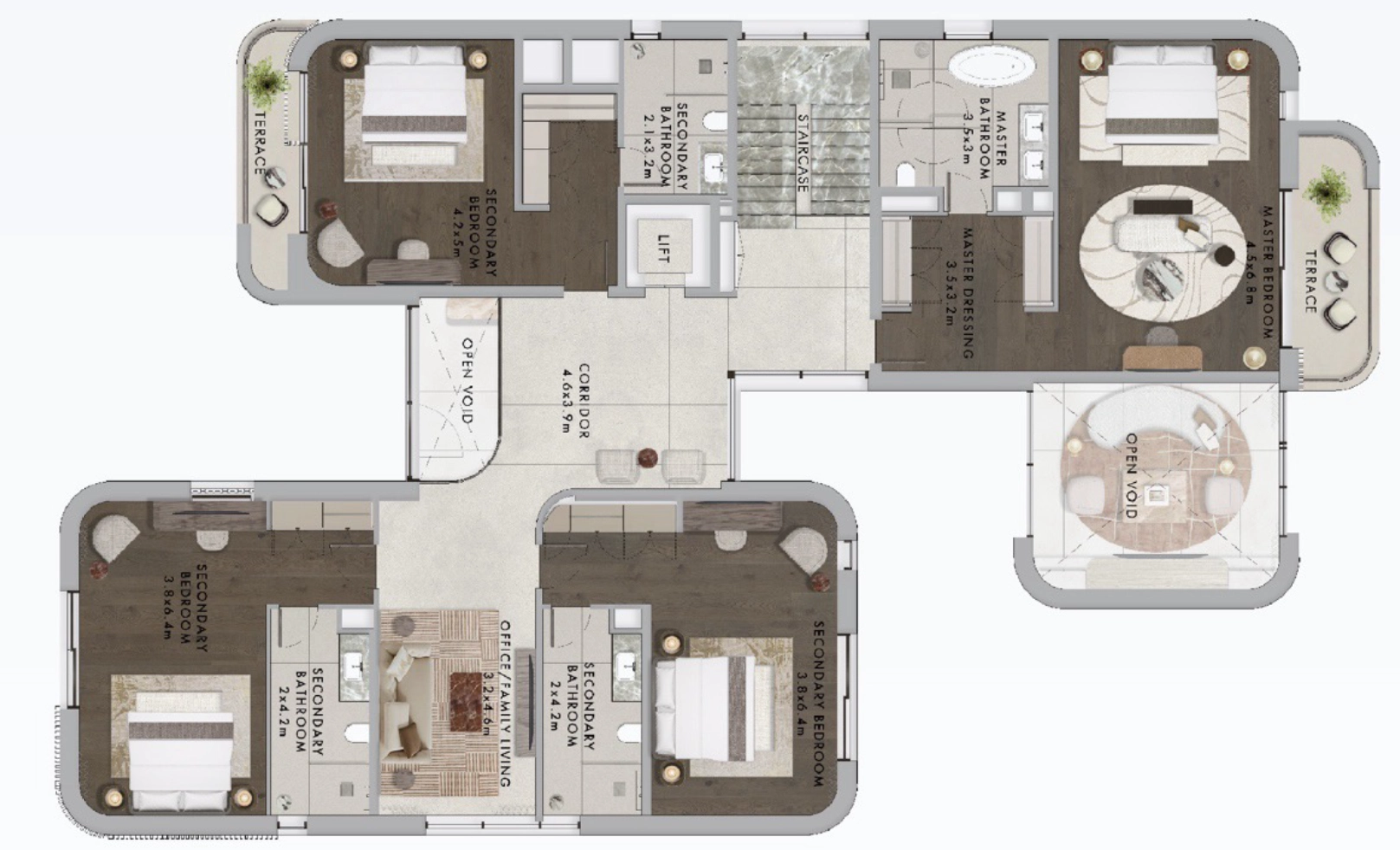 Yas Riva Yasriva villa inland dark 5 bedroom typeB floor plan