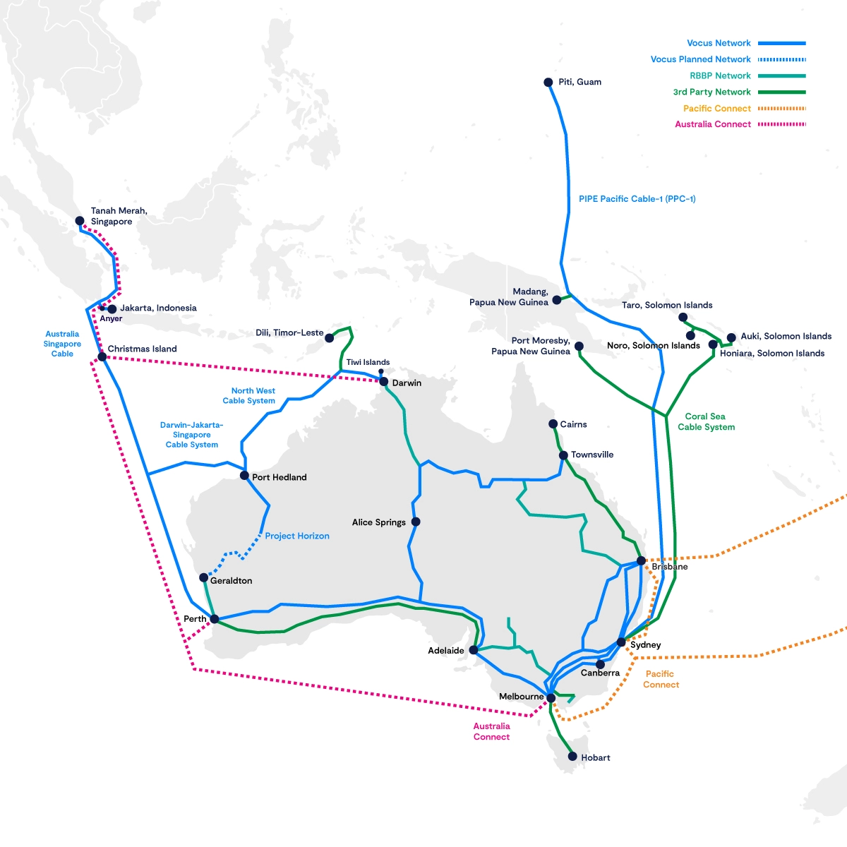 Vocus Network map - cropped for mobile